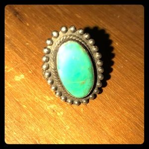 Vintage Navajo Blue Turquoise Sterling Silver Ring